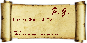Paksy Gusztáv névjegykártya