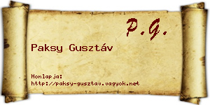 Paksy Gusztáv névjegykártya